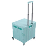 Collapsible Utility Cart Rolling Crate Swivel Casters PP Strong with Telescopic Handle Lid Storage Cart for Shopping Green