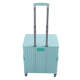 Collapsible Utility Cart Rolling Crate Swivel Casters PP Strong with Telescopic Handle Lid Storage Cart for Shopping Green