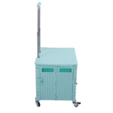 Collapsible Utility Cart Rolling Crate Swivel Casters PP Strong with Telescopic Handle Lid Storage Cart for Shopping Green