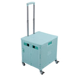 Collapsible Utility Cart Rolling Crate Swivel Casters PP Strong with Telescopic Handle Lid Storage Cart for Shopping Green