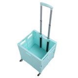 Collapsible Utility Cart Rolling Crate Swivel Casters PP Strong with Telescopic Handle Lid Storage Cart for Shopping Green