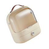Cosmetic Storage Box with Drawer Transparent Cover Portable Makeup Organizer Display Case Cream White