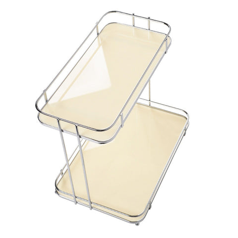 Desktop Storage Rack Iron Acrylic 2 Tier Thickened Multifunctional Countertop Shelf Organizer for Bedroom Kitchen Bathroom Cream White In Australia - Darrahopens