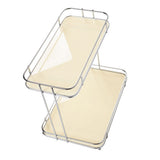 Desktop Storage Rack Iron Acrylic 2 Tier Thickened Multifunctional Countertop Shelf Organizer for Bedroom Kitchen Bathroom Cream White