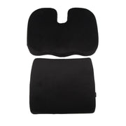 Seat Cushion and Lumbar Support Pillow Black Suede Memory Foam Reduce Tailbone Pressure Chair Pads for Office Car