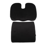 Seat Cushion and Lumbar Support Pillow Black Suede Memory Foam Reduce Tailbone Pressure Chair Pads for Office Car
