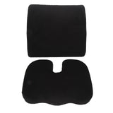 Seat Cushion and Lumbar Support Pillow Black Suede Memory Foam Reduce Tailbone Pressure Chair Pads for Office Car