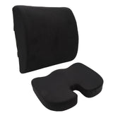 Seat Cushion and Lumbar Support Pillow Black Suede Memory Foam Reduce Tailbone Pressure Chair Pads for Office Car