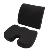 Seat Cushion and Lumbar Support Pillow Black Suede Memory Foam Reduce Tailbone Pressure Chair Pads for Office Car
