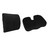 Seat Cushion and Lumbar Support Pillow Black Suede Memory Foam Reduce Tailbone Pressure Chair Pads for Office Car