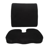 Seat Cushion and Lumbar Support Pillow Black Suede Memory Foam Reduce Tailbone Pressure Chair Pads for Office Car