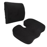 Seat Cushion and Lumbar Support Pillow Black Suede Memory Foam Reduce Tailbone Pressure Chair Pads for Office Car