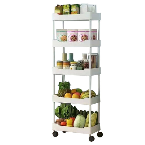 5 Tier Rolling Utility Cart with Wheels Rolling Storage Cart Organizer for Home Office In Australia - Darrahopens
