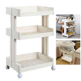 3 Tier Storage Trolley Multifunctional Large Capacity Rolling Cart with Wheels for Beauty Salon Kitchen Bathroom Office