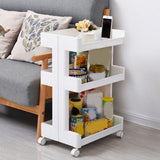 3 Tier Storage Trolley Multifunctional Large Capacity Rolling Cart with Wheels for Beauty Salon Kitchen Bathroom Office