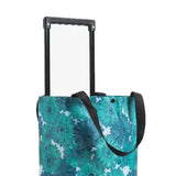 Shopping Cart Foldable Portable Grocery Cart Oxford Fabric Shopping Trolley with Wheels Extendable Handle for Travel Blue Daisy