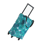 Shopping Cart Foldable Portable Grocery Cart Oxford Fabric Shopping Trolley with Wheels Extendable Handle for Travel Blue Daisy