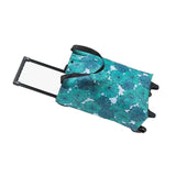 Shopping Cart Foldable Portable Grocery Cart Oxford Fabric Shopping Trolley with Wheels Extendable Handle for Travel Blue Daisy