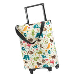 Shopping Cart Foldable Portable Grocery Cart Oxford Fabric Shopping Trolley with Wheels Extendable Handle for Travel Cartoon Animal