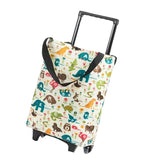 Shopping Cart Foldable Portable Grocery Cart Oxford Fabric Shopping Trolley with Wheels Extendable Handle for Travel Cartoon Animal