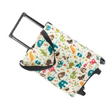 Shopping Cart Foldable Portable Grocery Cart Oxford Fabric Shopping Trolley with Wheels Extendable Handle for Travel Cartoon Animal