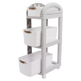 Thickened Enlarged Basket Shelf Cart Multi Layers Storage Rack Removable Floor Standing Multi Layer Organizer with Wheels 3 Layers