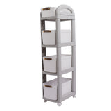 Thickened Enlarged Basket Shelf Cart Multi Layers Storage Rack Removable Floor Standing Multi Layer Organizer with Wheels 4 Layers