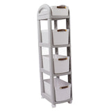 Thickened Enlarged Basket Shelf Cart Multi Layers Storage Rack Removable Floor Standing Multi Layer Organizer with Wheels 4 Layers