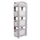 Thickened Enlarged Basket Shelf Cart Multi Layers Storage Rack Removable Floor Standing Multi Layer Organizer with Wheels 4 Layers