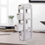 Thickened Enlarged Basket Shelf Cart Multi Layers Storage Rack Removable Floor Standing Multi Layer Organizer with Wheels 4 Layers