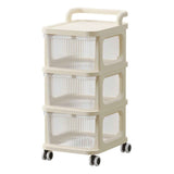 Drawer Storage Cart with Organizer Top Transparent Rolling Storage Cart with Smooth 4 Wheel Roll for Home Office Beige 3 Layers In Australia - Darrahopens