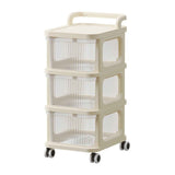 Drawer Storage Cart with Organizer Top Transparent Rolling Storage Cart with Smooth 4 Wheel Roll for Home Office Beige 3 Layers In Australia - Darrahopens
