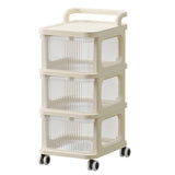 Drawer Storage Cart with Organizer Top Transparent Rolling Storage Cart with Smooth 4 Wheel Roll for Home Office Beige 3 Layers In Australia - Darrahopens