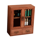 Wooden Desktop Storage Cabinet with Double Door and Drawers Clear Grain Retro Wooden Jewelry Box for Perfume Cups Cosmetics In Australia - Darrahopens