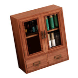 Wooden Desktop Storage Cabinet with Double Door and Drawers Clear Grain Retro Wooden Jewelry Box for Perfume Cups Cosmetics In Australia - Darrahopens
