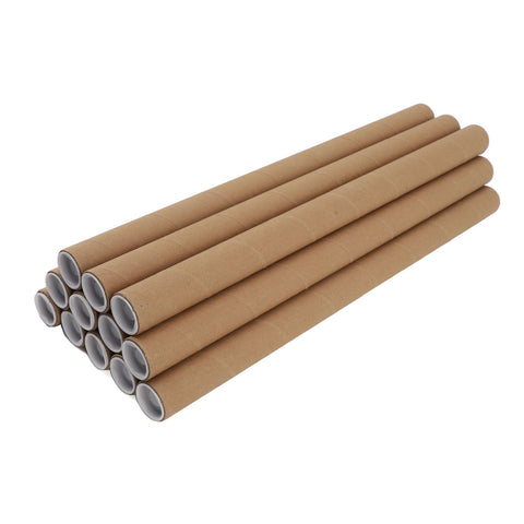 12 Pcs Round Paper Tubes Poster Storage Tubes Multipurpose Mailing Poster Paper Tubes with Plastic Lid 3.4x51cm