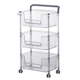 Rolling Storage Cart Stable Stylish Multifunctional Rugged Mobile Storage Organizer Trolley for Home 3 Tier