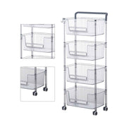 Rolling Storage Cart Stable Stylish Multifunctional Rugged Mobile Storage Organizer Trolley for Home 4 Tier In Australia - Darrahopens
