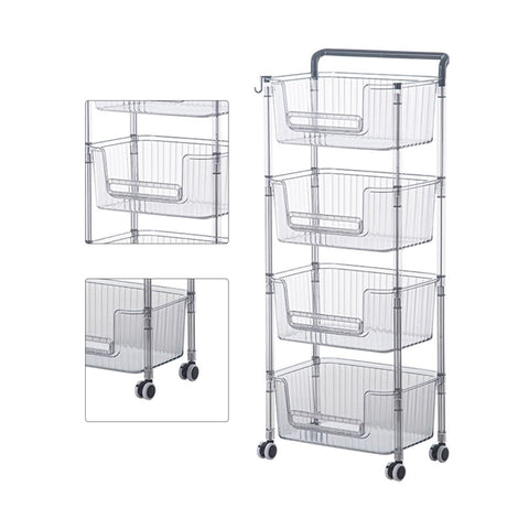 Rolling Storage Cart Stable Stylish Multifunctional Rugged Mobile Storage Organizer Trolley for Home 4 Tier