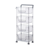 Rolling Storage Cart Stable Stylish Multifunctional Rugged Mobile Storage Organizer Trolley for Home 4 Tier