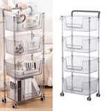 Rolling Storage Cart Stable Stylish Multifunctional Rugged Mobile Storage Organizer Trolley for Home 4 Tier