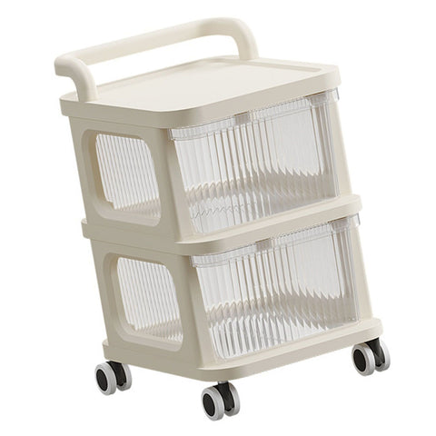 Rolling Cart with Clear Drawer Multifunction Rolling Storage Cart Organizer with Wheels for Bedroom Kitchen Office 2 Layer In Australia - Darrahopens