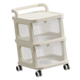 Rolling Cart with Clear Drawer Multifunction Rolling Storage Cart Organizer with Wheels for Bedroom Kitchen Office 2 Layer