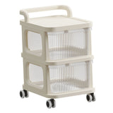 Rolling Cart with Clear Drawer Multifunction Rolling Storage Cart Organizer with Wheels for Bedroom Kitchen Office 2 Layer
