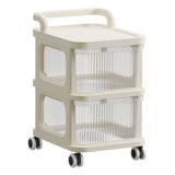 Rolling Cart with Clear Drawer Multifunction Rolling Storage Cart Organizer with Wheels for Bedroom Kitchen Office 2 Layer
