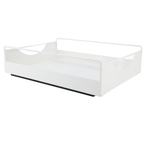 Pull Out Cabinet Organizer Carbon Steel Smooth Sliding Silent Slide Out Pantry Shelves for Bathroom Wardrobe White L 302x401x115mm