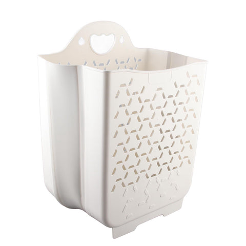 Collapsible Hanging Laundry Basket PP Wall Mounted Collapsible Laundry Hamper for Laundry Dorm Room XL White