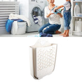 Collapsible Hanging Laundry Basket PP Wall Mounted Collapsible Laundry Hamper for Laundry Dorm Room XL White