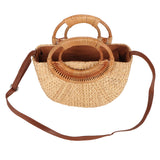 Women Rattan Bag Retro Fashion Small Semicircle Handwoven Straw Shoulder Bag Clutch Bag for Beach Travel In Australia - Darrahopens