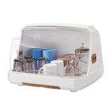 Desktop Cup Storage Rack Dustproof Countertop Multipurpope Drying Rack with Lid for Glass Tea Cup Bowl Milk Bottles Brown In Australia - Darrahopens